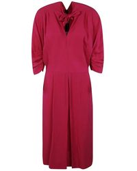 Marni - Jurk Met Geplooide Mouwen En Strik - Lyst