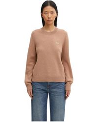 Maison Kitsuné - Truien & Vesten ,Bruin ,Wol Baby Fox Lamswol Trui - Lyst