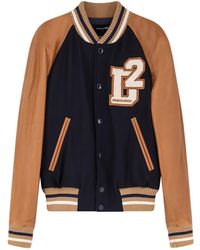 DSquared² - Jassen ,Veelkleurig ,Wol D2 Varsity Wollen Bomberjack Met Leer - Lyst