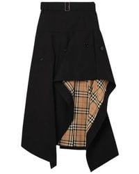 Burberry - Gabardine Asymmetric Trench Skirt - Lyst