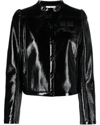 Courreges - Iconica giacca biker in vinile nero da donna - Lyst