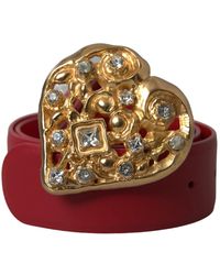 Dolce & Gabbana - Cintura in pelle rossa con fibbia a cuore in metallo - Lyst