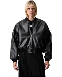 MM6 by Maison Margiela - Faux Leather Bomber Jacket - Lyst