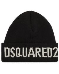 DSquared² - Accessoires ,Zwart ,Wol Zwarte Hoeden & Petten Aw 24 - Lyst