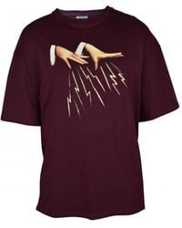 Lanvin - Burgunder Baumwoll T-Shirt mit Aufdruck - Lyst