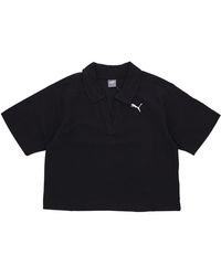 PUMA - Schwarzes Poloshirt Mit Kurzen Ärmeln - Lyst