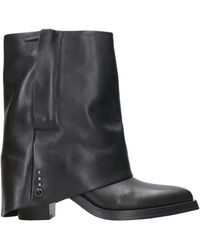 Ash - Schoenen ,Zwart ,Leer Zwarte Leren Laarzen Met Omslag - Lyst