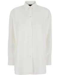 Plain Units - Klassische Weiße Tech Fabric Bluse Frau - Lyst