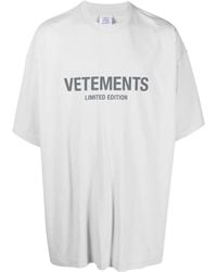 Vetements - Graues t-shirt mit logo-print - Lyst