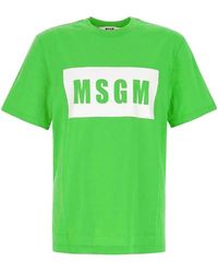MSGM - Tops ,Groen ,Katoen Groene Katoenen T-Shirt Voor Mannen - Lyst