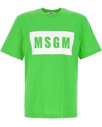 MSGM - Tops ,Groen ,Katoen Groene Katoenen T-Shirt Voor Mannen - Lyst