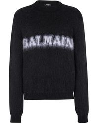 Balmain - Maglione nero con logo - Lyst