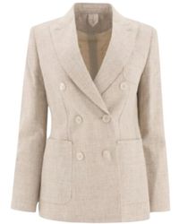 Max Mara - Jassen ,Wit ,Wol Frisé Patroon Wollen Blazer - Lyst