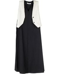 Tela - Langes Leinen- Und Baumwollkleid Mit Weste - Lyst