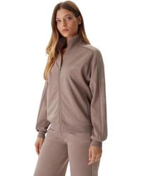 Guess - Hoodies & Sweatvesten ,Bruin ,Polyester Octavia Sweatshirt Met Volledige Ritssluiting - Lyst