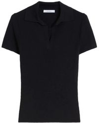 Max Mara - Truien & Vesten ,Blauw ,Wol Geribbelde Wollen Polo - Lyst