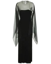 Alberta Ferretti - Sheer Overlay Maxi Jurk - Lyst