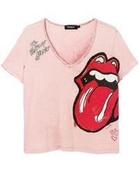 Desigual - Rosa rolling stones t-shirt - Lyst