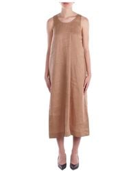 Max Mara - Camel Leinenkleid Mit Reißverschluss - Lyst
