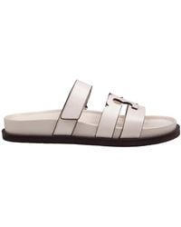 Tory Burch - Ines sport ledersandale elfenbein - Lyst