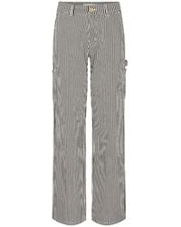 Sofie Schnoor - Zwarte Cargo Broek Met Gestreepte Print - Lyst