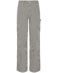 Sofie Schnoor - Zwarte Cargo Broek Met Gestreepte Print - Lyst