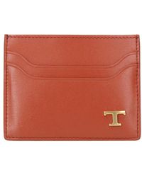 Tod's - Accessoires ,Oranje ,Leer Leren Kaarthouder Portemonnee - Lyst