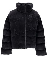 Nike - W Sportswear Essential Therma-Fit Oversized Corduroy Puffer Damenjacke Schwarz/Schwarz - Lyst