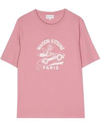 Maison Kitsuné - Rosa racing fox t-shirt - Lyst