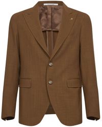 Tagliatore - Kostuums ,Bruin ,Wol Enkelrijige Blazer Met Twee Knopen - Lyst