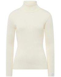 MARC AUREL - Truien & Vesten ,Leer Geribbelde Trui Met Kristallen Logo Accent - Lyst