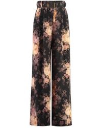 Zimmermann - Flared Broek Met Bloemenprint - Lyst