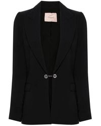 Twin Set - Giacca blazer nero con gioiello - Lyst