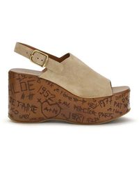 Chloé - Schoenen ,Leer Maxime Wedge Sandal - Lyst