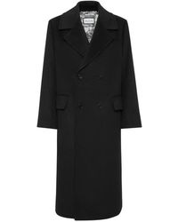 Philipp Plein - Jassen ,Zwart ,Wol Herringbone Wool Double-Breasted Long Coat - Lyst