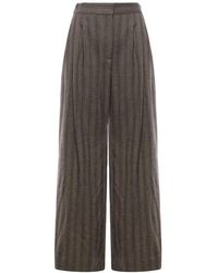 Ottod'Ame - Broeken ,Grijs ,Wol Elegante Broek Voor Vrouwen - Lyst