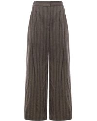 Ottod'Ame - Broeken ,Grijs ,Wol Elegante Broek Voor Vrouwen - Lyst
