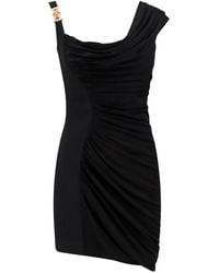 Versace - Vestido Asimétrico Negro Con Correa Medusa, Mujer, Talla - Lyst