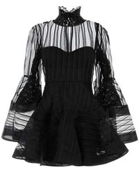 Zimmermann - Kleedjes ,Zwart ,Leer Valiant Lantern Mini Jurk - Lyst