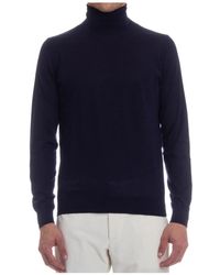 Colombo - Truien & Vesten ,Blauw ,Kasjmier Blauwe Kasjmier Zijden Trui - Lyst