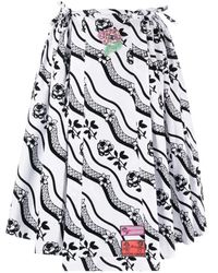 Chopova Lowena - Falda negra con logo y bordado floral - Lyst