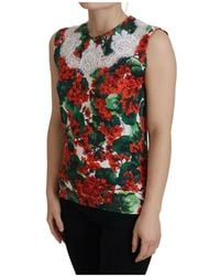 Dolce & Gabbana - Floral Lace Sleeveless Tank Top - Lyst