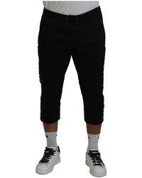 Dolce & Gabbana - Schwarze baumwollhose mit elastischem bund dg logo - Lyst