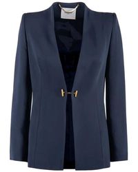 Nenette - Blaue Minimalistische Viskose-Cady-Jacke - Lyst
