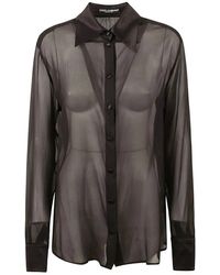 Dolce & Gabbana - Schwarze hemden für männer,schwarze durchsichtige seidenbluse - Lyst