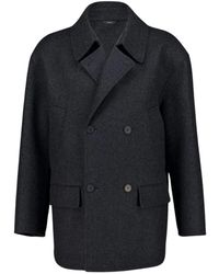 Fendi - Jassen ,Zwart ,Wol Wollen Mélange Pea Coat - Lyst