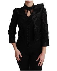 Dolce & Gabbana - Zwart Bloemen Jacquard Blazer Zijden Jasje - Lyst
