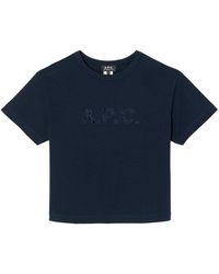 A.P.C. - Tops ,Blauw ,Katoen Blauw Biologisch Katoenen T-Shirt - Lyst