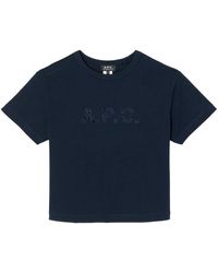 A.P.C. - Tops ,Blauw ,Katoen Blauw Biologisch Katoenen T-Shirt - Lyst