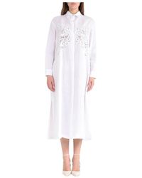 Max Mara - Durchsichtiges Besticktes Ramie-Hemd Kleid - Lyst